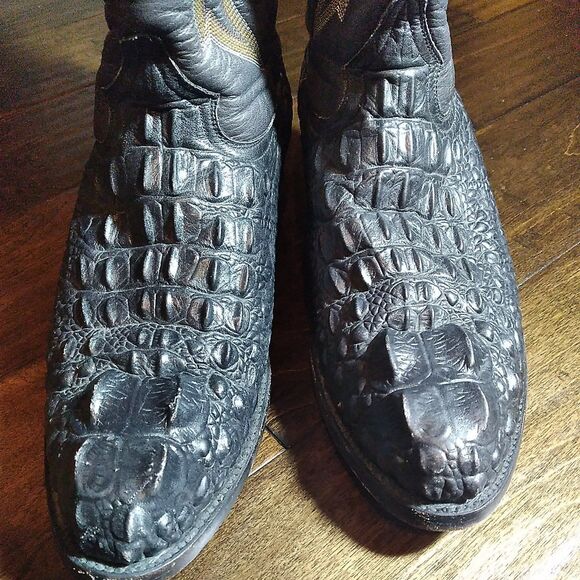 Exotic Alligator Cowboy Boots Western Leather Detailed Stitching Size? - Picture 1 of 9